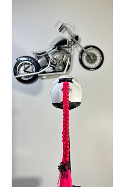 Butik Motor & Motosiklet Neon Pembe Örgü Saç Kask Dış Aksesuar