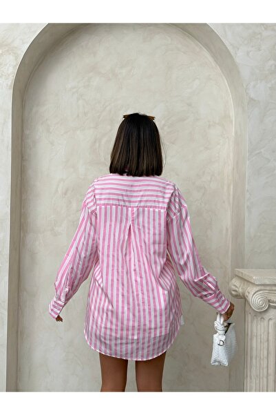 BEJNA Rózsaszín csíkos női ing