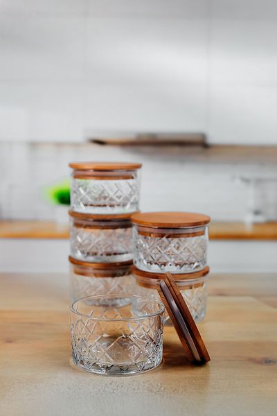 ZURİ DESİGN 4 Pack Wood Vacuum Replacement Lids -Compatible for Elysa and Timeless Breakfast & Storage Containers
