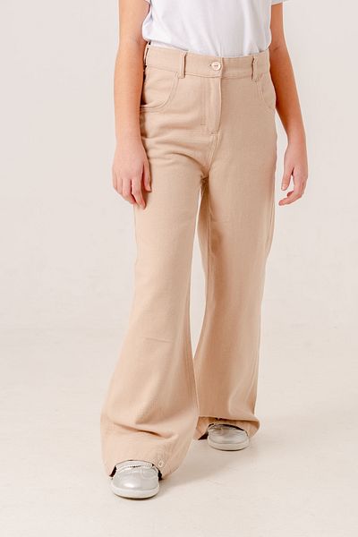 GİYİCEM TEKSTİL Girl's Wide Leg Basic Linen Trousers