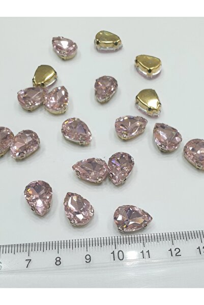 CRYSTALSHOP Kamen u kućištu - Ružičasta kap 10*14mm (50AD)