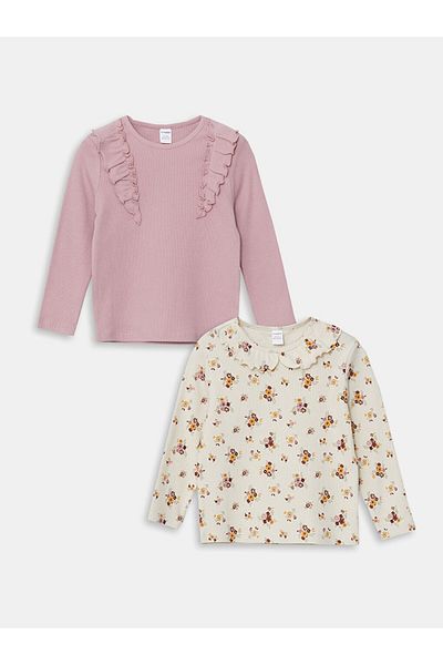 LC Waikiki Lcw Crew Neck Floral Girl's Blouse 2-Pack