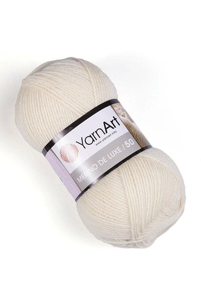 Yarnart MERINO DE LUXE 50 - Φόρεμα με ανοιχτό κρεμ χρώμα - 502