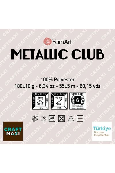 Yarnart METALLIC CLUB - ΣΚΕΛΟΣ ΠΛΕΚΤΟΣ 8102-ΑΣΗΜΙ