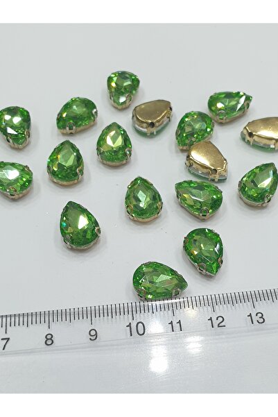 CRYSTALSHOP Kamen u kućištu - Kapljica svetlozelena 10*14mm (50AD)