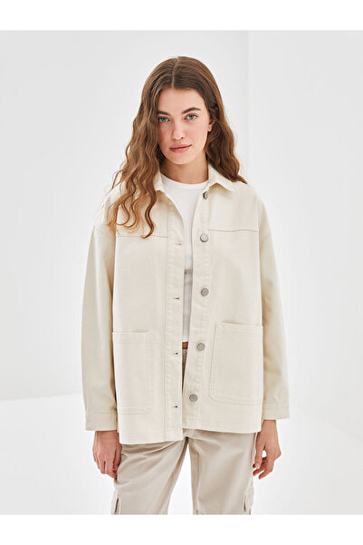 LC Waikiki Beige Oversize Women's Shirt Jacket