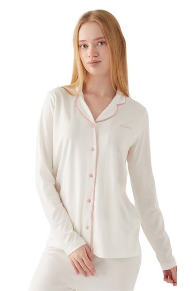 Pierre Cardin Modal Pajama Set 2025 - Modal Combed Cotton Long Sleeve Plain Leg Pajamas