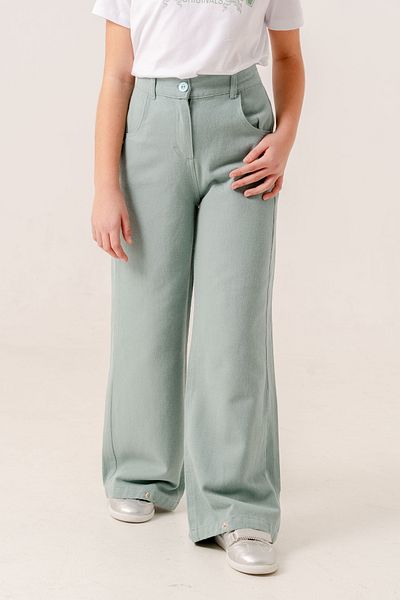 GİYİCEM TEKSTİL Girl's Wide Leg Basic Linen Trousers 2574