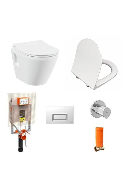 VitrA İntegra Rim-ex Kanalsız Asma Klozet + Slim Duroplast Klozet Kapağı + Gö...