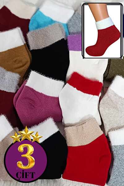 Limon Socks Kışlık Havlu Patik Çorabı (3 Çift) Kadın Termal Özellikli Kalın Ç...