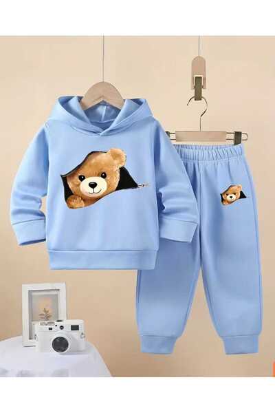 VESTIR BIEN Set de top și pantaloni pentru fetițe, cu imprimeu ursuleț și fer...