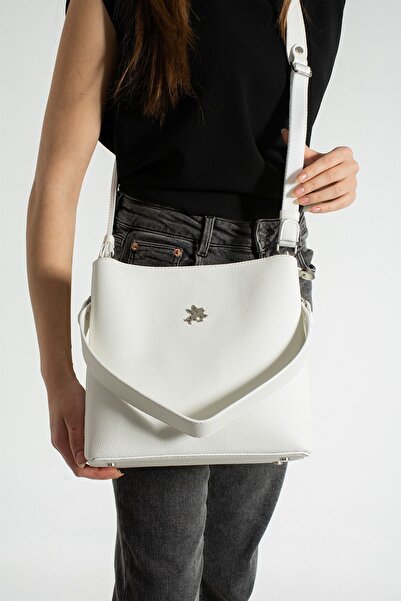Çanta Trend Shoulder and Crossbody Bag with 2 Straps White.