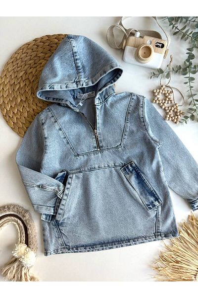 Karan Kids Cămașă unisex pentru copii cu glugă, cu buzunar cangur