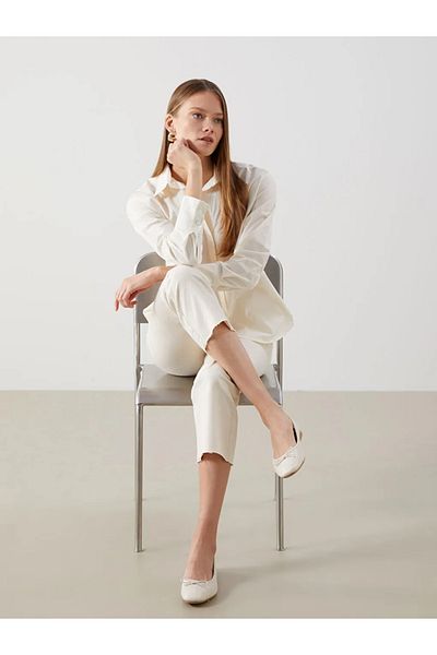 LC Waikiki LCW STEPS Μπεζ Φιόγκος Λεπτομερείς Γυναικείες Μπαλαρίνες