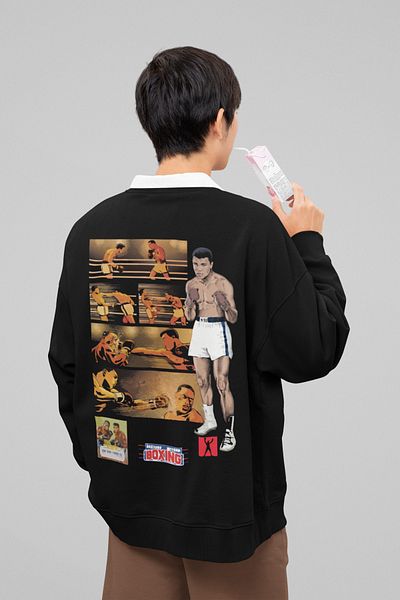 SEVBANO Muhammad Ali Clay Printed Unisex Oversize Legend Boxer Sweatshirt