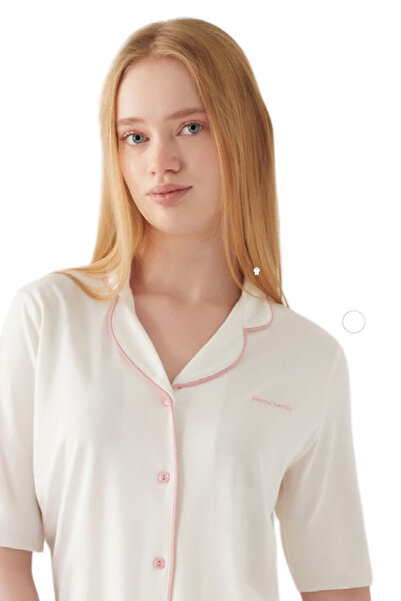 Pierre Cardin 2025 Yaz Sezonu Düğmeli Kısa kol, Düz Paça Pijama Takımı CY.25.Y7.77.15. 01.U14