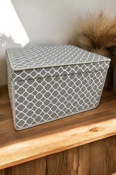 VAYBE Mini Multi-Purpose Storage Box, Box Storage, Box, Organizer, Toy Box Gray Chain Pattern 30x40x25