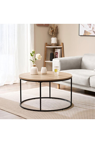 EDMONDA EV AKSESUAR SANTOS ORTA SEHPA SİYAH METAL YUVARLAK ORTA SEHPA