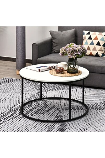 EDMONDA EV AKSESUAR SANTOS ORTA SEHPA SİYAH METAL YUVARLAK ORTA SEHPA