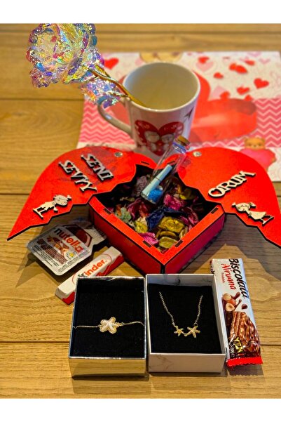 Store Kolyeli, Bileklikli, Kupa Bardaklı, Sonsuzluk Güllü, Özel Hediye Çantal...