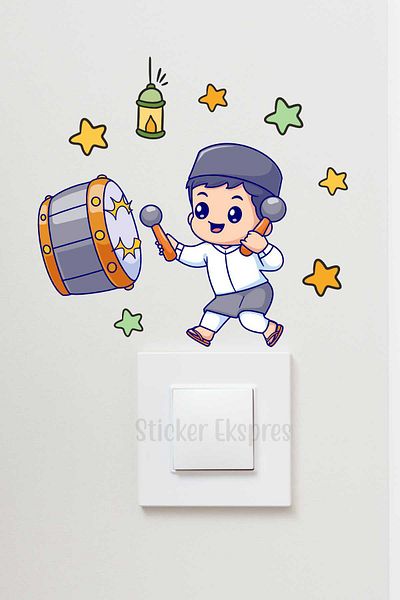 Sticker Ekspres Αυτοκόλλητο τοίχου με τύμπανο και αστέρια R11 Ramadan Priz Top Αυτοκόλλητο τοίχου