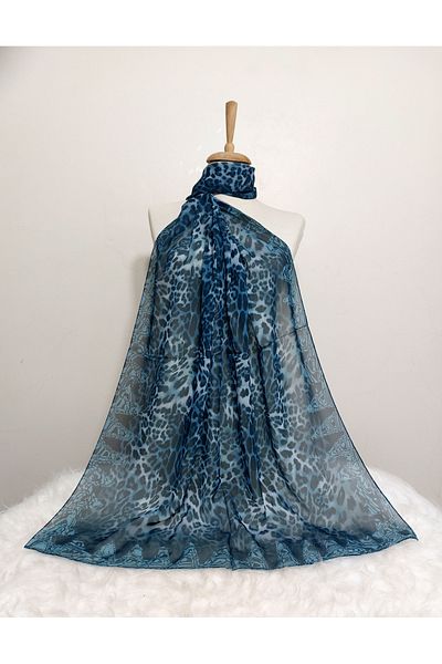 REMOMODA 180X70 cm Patterned Chiffon Leopard Shawl