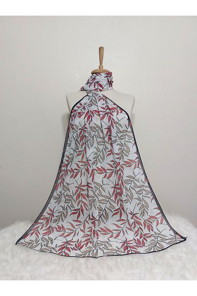 REMOMODA Şal din şifon cu model 180x70 cm - Model cu frunze