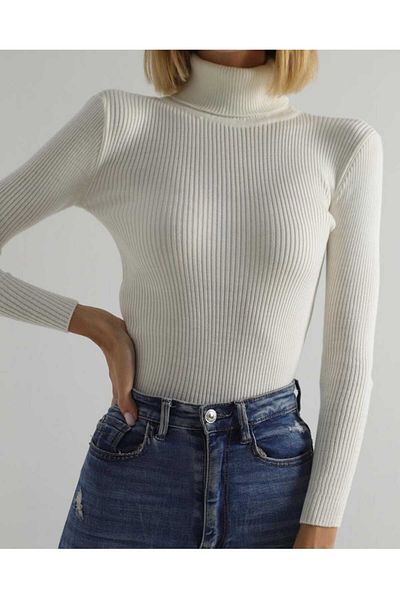 Threeco Turtleneck Ribbed Stretchy Knitwear Sweater