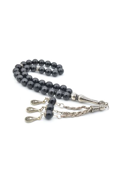 Murty99 Pietre prețioase de onix negru natural autentic Tasbih 8 mm