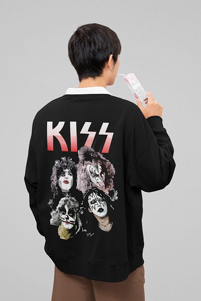 SEVBANO Design Kiss Printed Unisex Oversize Rock Metal Sweatshirt