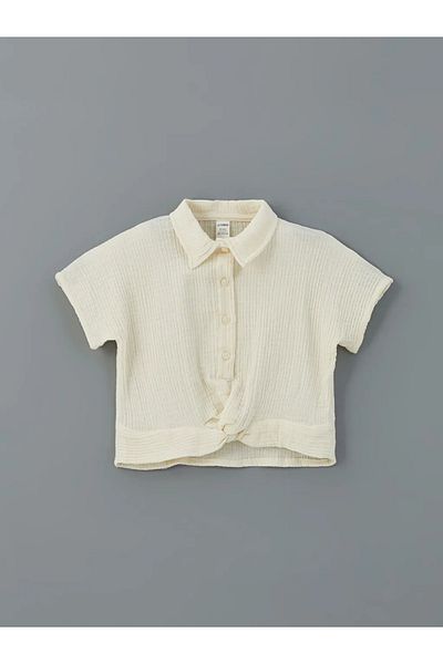 LC Waikiki Παιδικό πουκάμισο LCW Kids Ecru Basic για κορίτσια