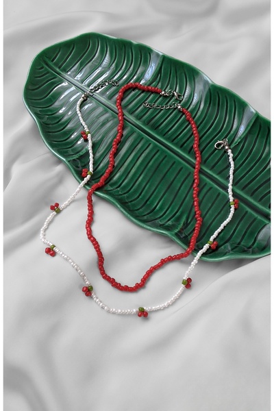 GONJUA قلادة حبة الكرز الأحمر