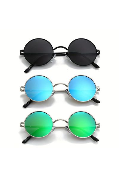 Game 1Pcs Round Polarized Fashion Glasses, Retro Metal Round Style Sunglasses