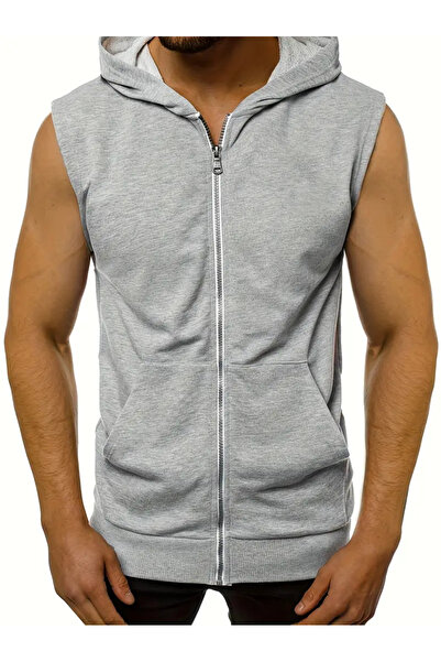 bellanova Erkek Dar Kesim Kısa Kollu Kanguru Cepli Hafif Fermuarlı Kapüşonlu Üst