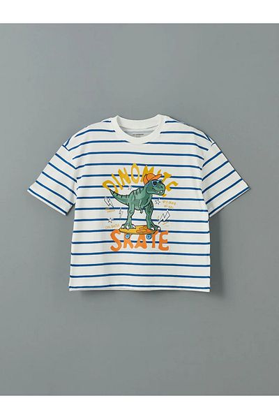 LC Waikiki Lcw Kids Ecru Crew Neck Boys T-Shirt and Shorts 2-Piece