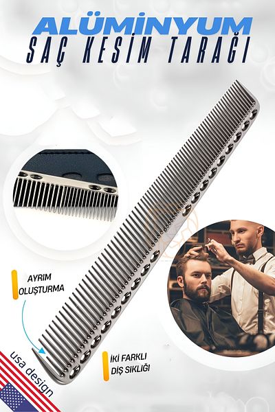 Transformacion Aluminum Hair Cutting Comb - Hair Styling Trimming Grey 721400