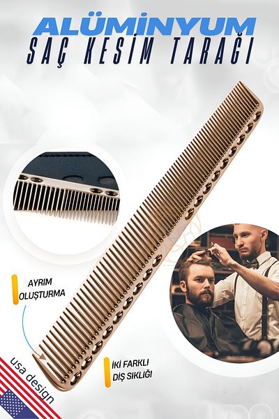 Transformacion Hair Cutting Comb - Aluminium Hair Styling and Trimming Rose 721399