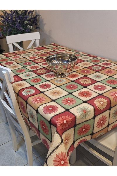 Başak Ev Tekstili Fiber Pvc Oilcloth - Patterned Erasable Tablecloth (Red)