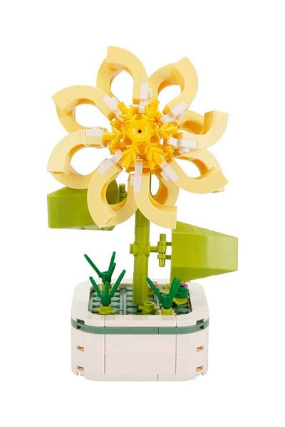 OyuncaklarÜlkesi Botanical Flower Bouquet Series Daisy Flower 119 Pieces Decorative Legolar Potting Set