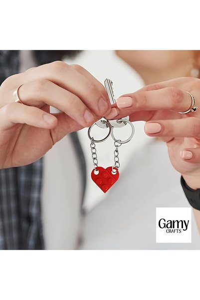 Gamy Crafts Kalp Anahtarlık 2'li Çift Anahtarlığı Arkadaş Anahtarlığı Sevgililer Günü Hediyesi