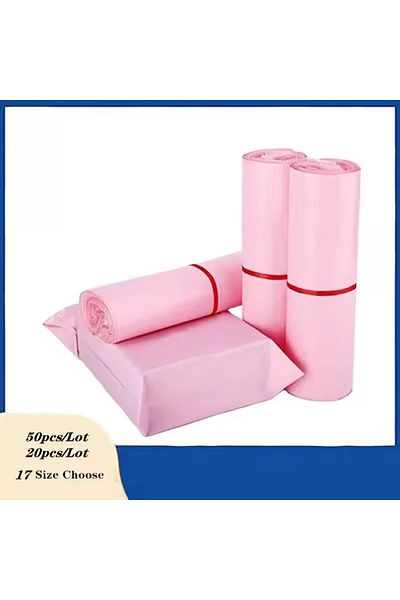 Choice 15x21x4 سم 50 قطعة من أكياس البريد الوردية الجديدة من Inplustop، أكياس تغليف مقاومة للماء بأحجام مختلفة
