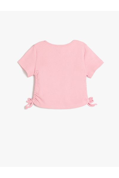 Koton New Season Crew Neck Short Sleeve Cotton T-Shirt with Drawstring Detail