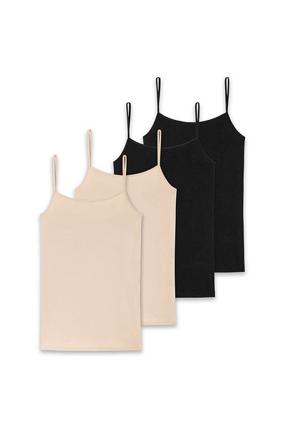 Schiesser Damen Spaghettitop, 4er Pack - Single Jersey, Serie 95/5, uni