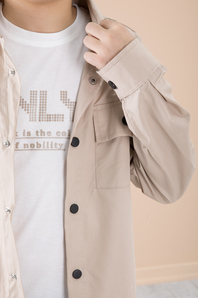 Cansın Mini Boy's Beige Shirt and T-Shirt 2-Piece Set - 20128