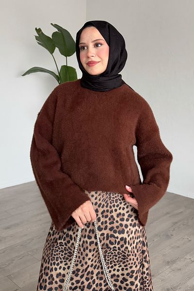 InStyle Fusta neagră cu model leopard cu talie elastică