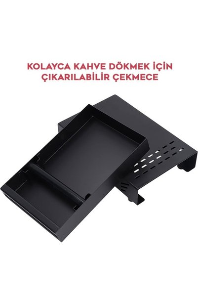 One More Siyah Metal Kahve Posa Çekmecesi Knock Box Kahve Atık Kabı