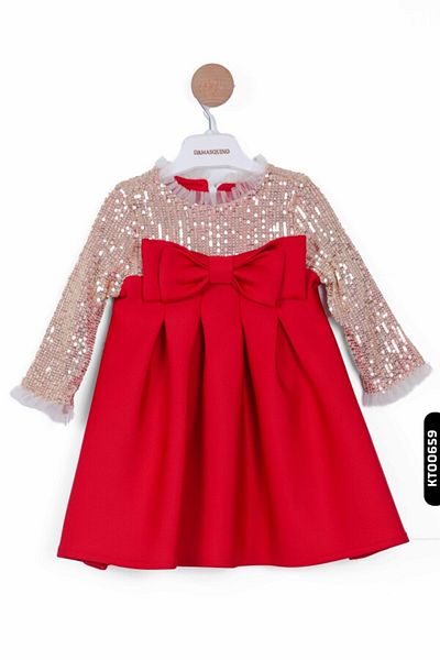 XO Kids Rochie pentru fete - paiete cu paiete, împachetare și decolteu O, 1-5 ani 10014