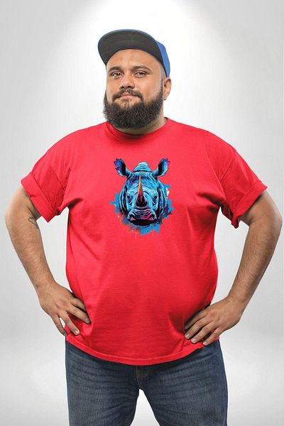 Angemiel Hippo Hippopotamo Colorful Red Large Size Men Women Unisex Basic Front Printed T-Shirt