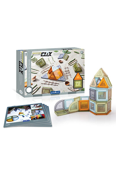 Guidecraft Powerclix Natural Solids, 70 Piese Magnetice,