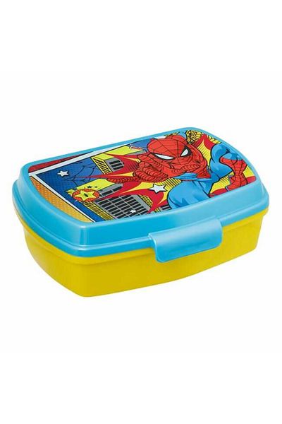 Micostore Plastic Casserole, Children's Food, Spiderman, Blue Yellow, For Boys, 500 Ml, 17 X 14 X 6 Cm